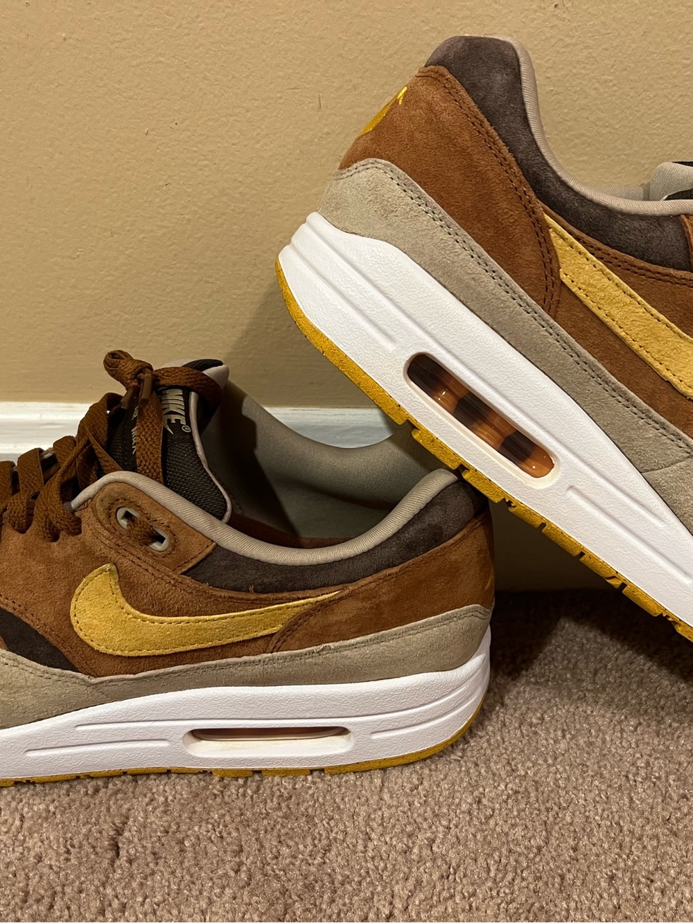 EUC Nike Air Max 1 Premium Ugly Duckling - Pecan 2022 Men’s Size 11 DZ0482-200